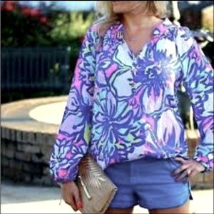 Lilly Pulitzer Floral Blouse in Purple and Pink